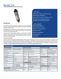 Thumbnail of document Data Sheet - 526 Submersible Pressure Transducer